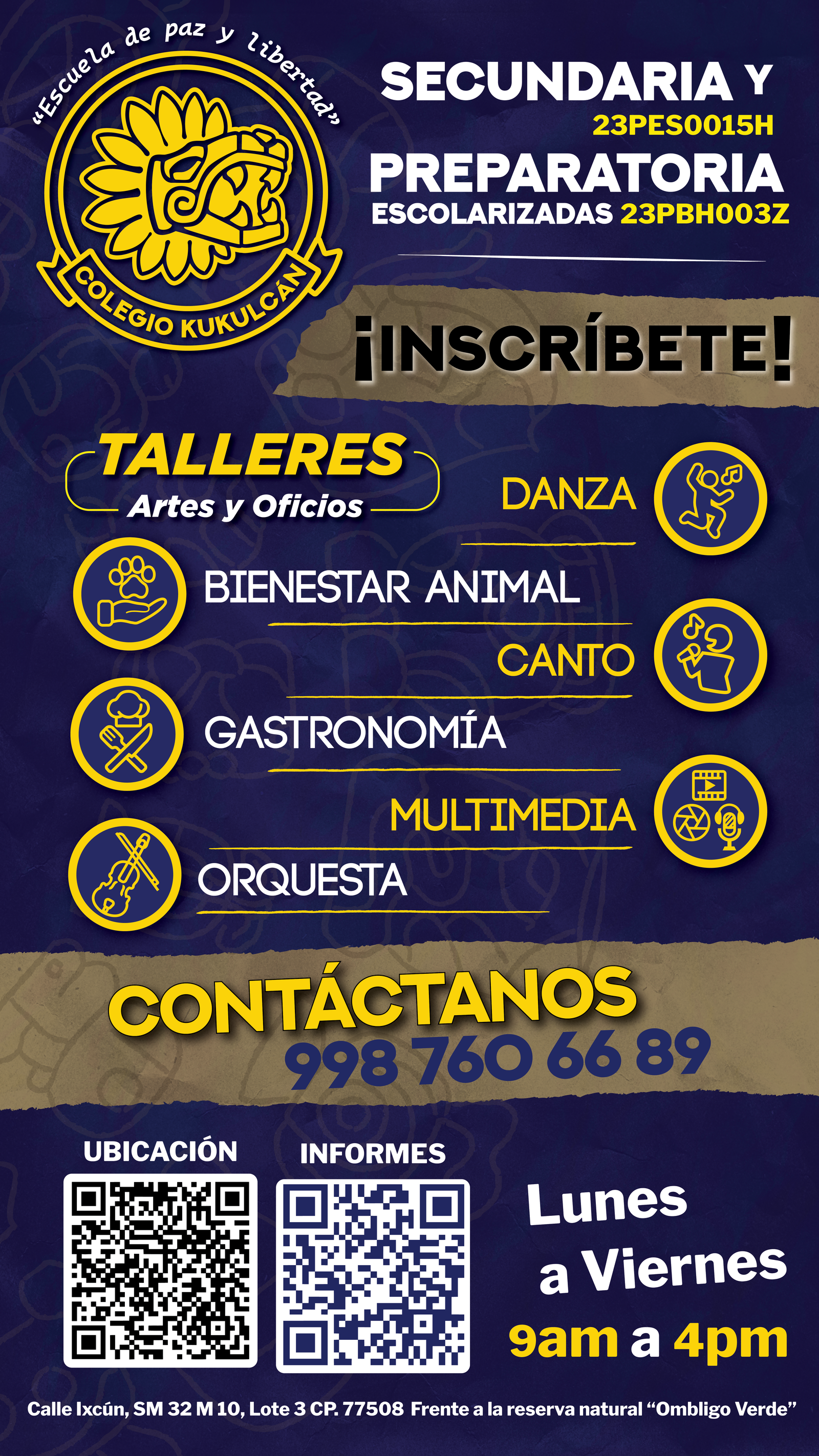 Promoción vigente de talleres del Colegio Kukulcán