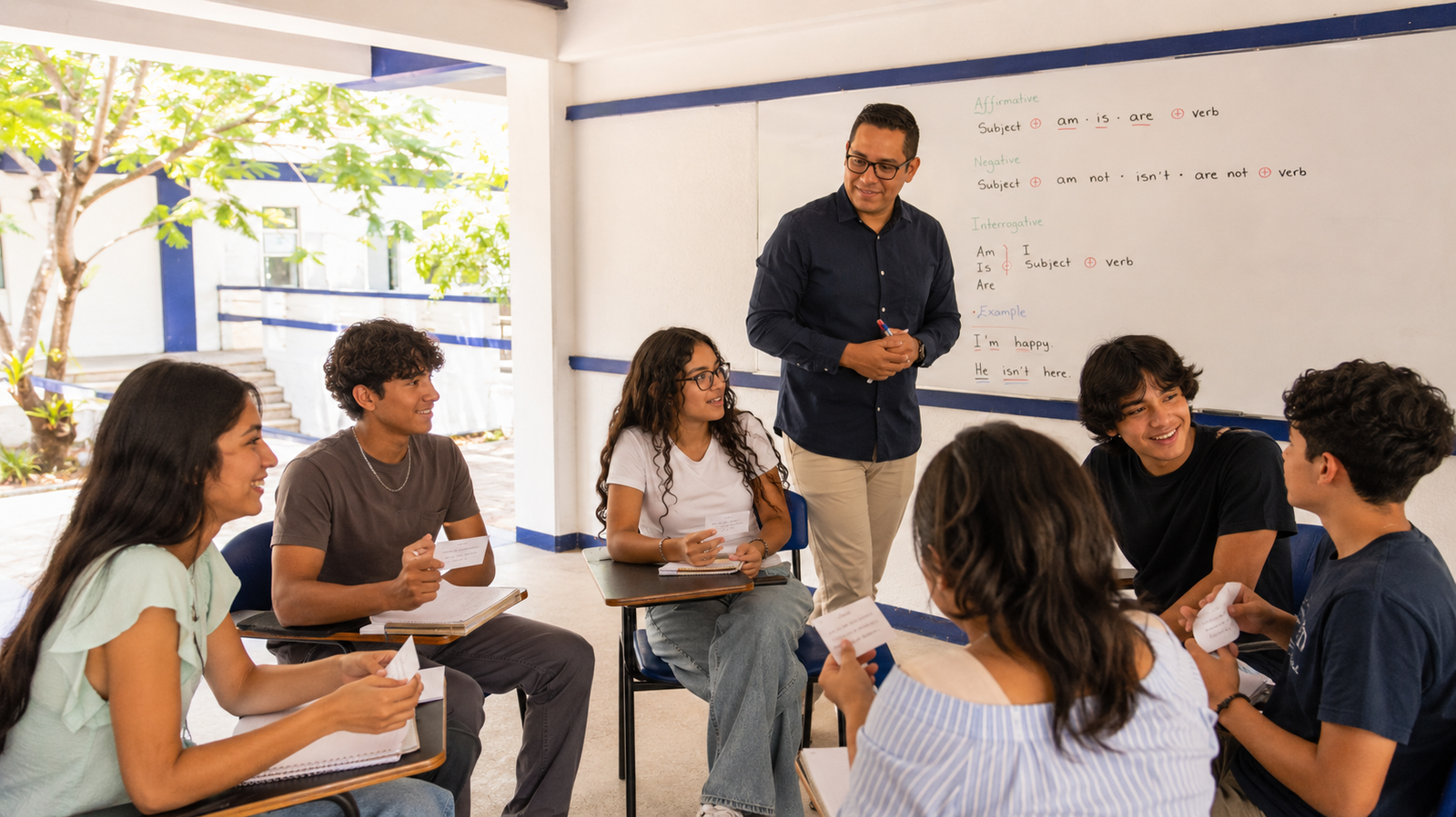 Estudiantes participando en el programa de inglés